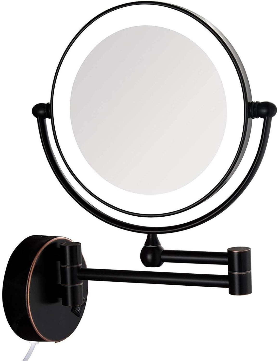 Makeup Mirror Wall Mounted 8inch, Round Makeup Mirror with Light