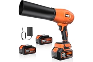 SNJORT Leaf Blower Cordless with Battery and Charger,500,000 RPM,Extended Nozzle,Lightweight Handheld Design,Blower for Patio Cleaning,car Blowing Water,Blowing Leaves and Dust (Bright Orange