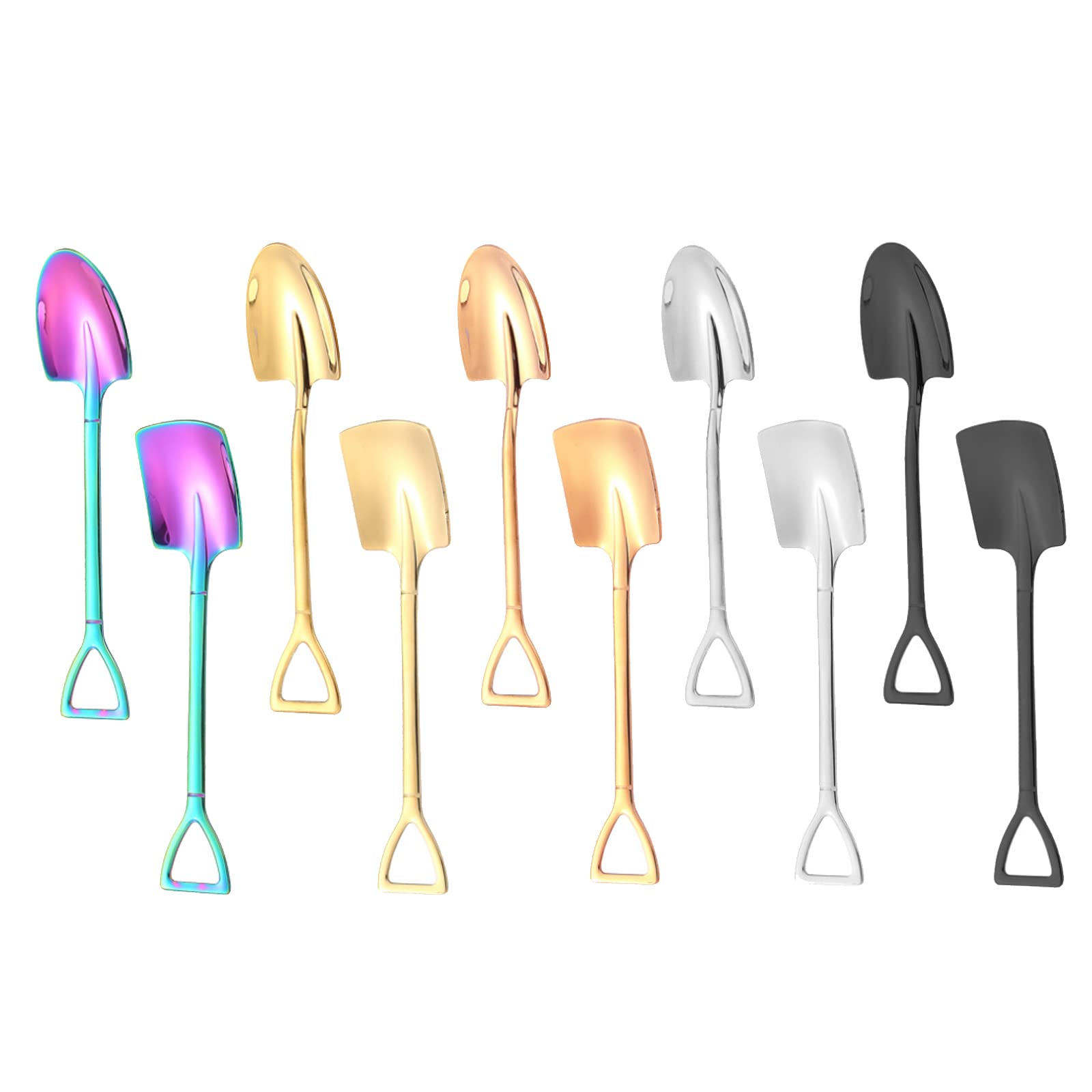 Photo 1 of 10Pcs Shovel Spoons Stainless Steel Spoon Reusable Dessert Spoons for Coffee Tea Ice Cream Fruit Sugar Cake