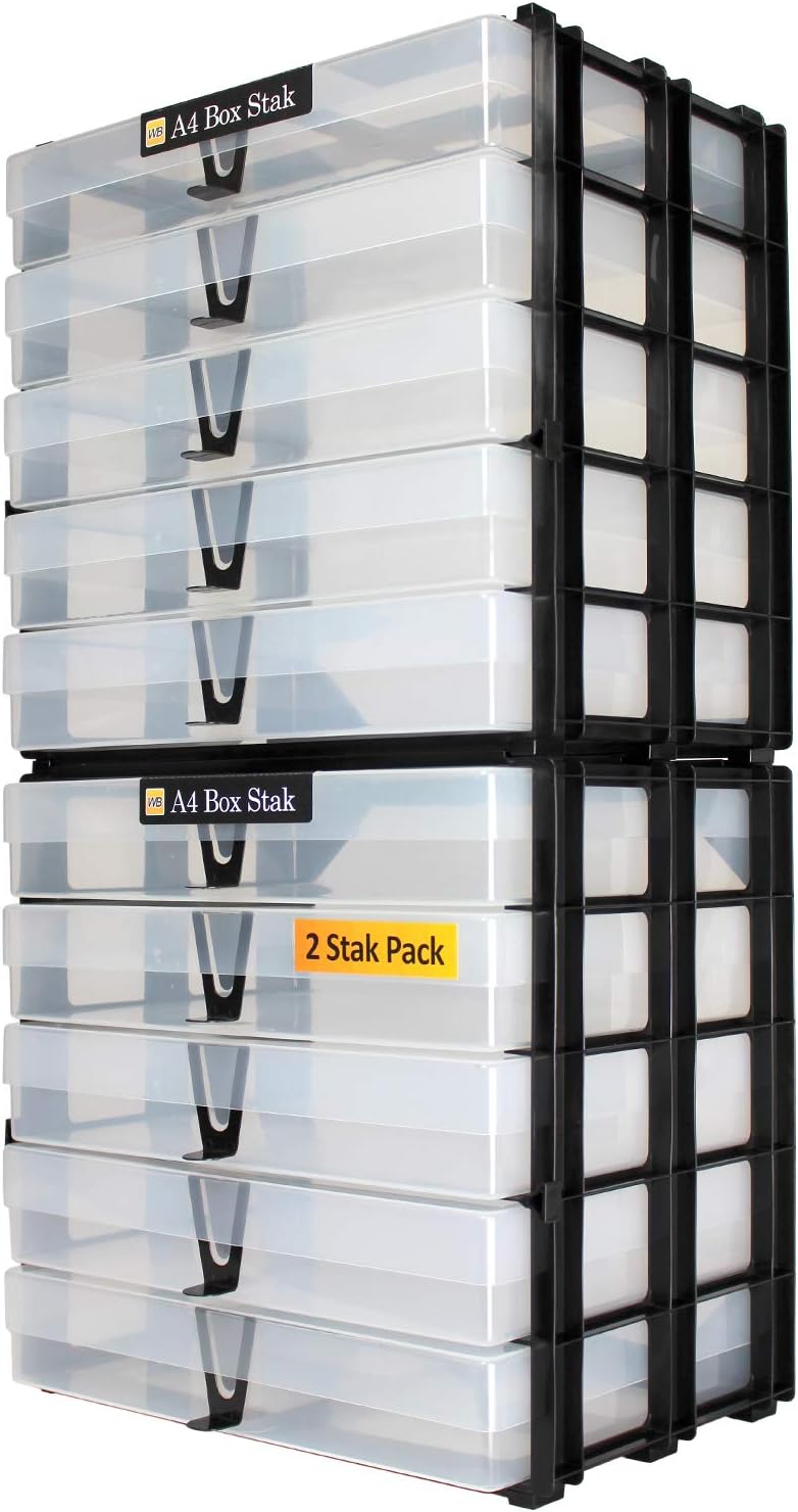 WestonBoxes A4 Box Stak, Stackable Craft Storage Box Unit Including