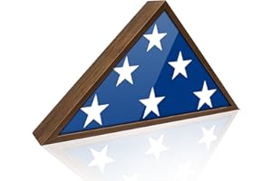 ASmileIndeep Flag Case for Burial Flag fit 5' x 9.5' Funeral Flag,Veteran Burial Flag Display Case with HD Plexiglass and Wall Mount,Folded Triangle Flag Military Case Holder Frame for American Flag