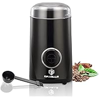 DR MILLS DM-7441B Electric Dried Spice and Coffee Grinder, Blade & cup made with SUS304 stianlees steel（Shiny Black）