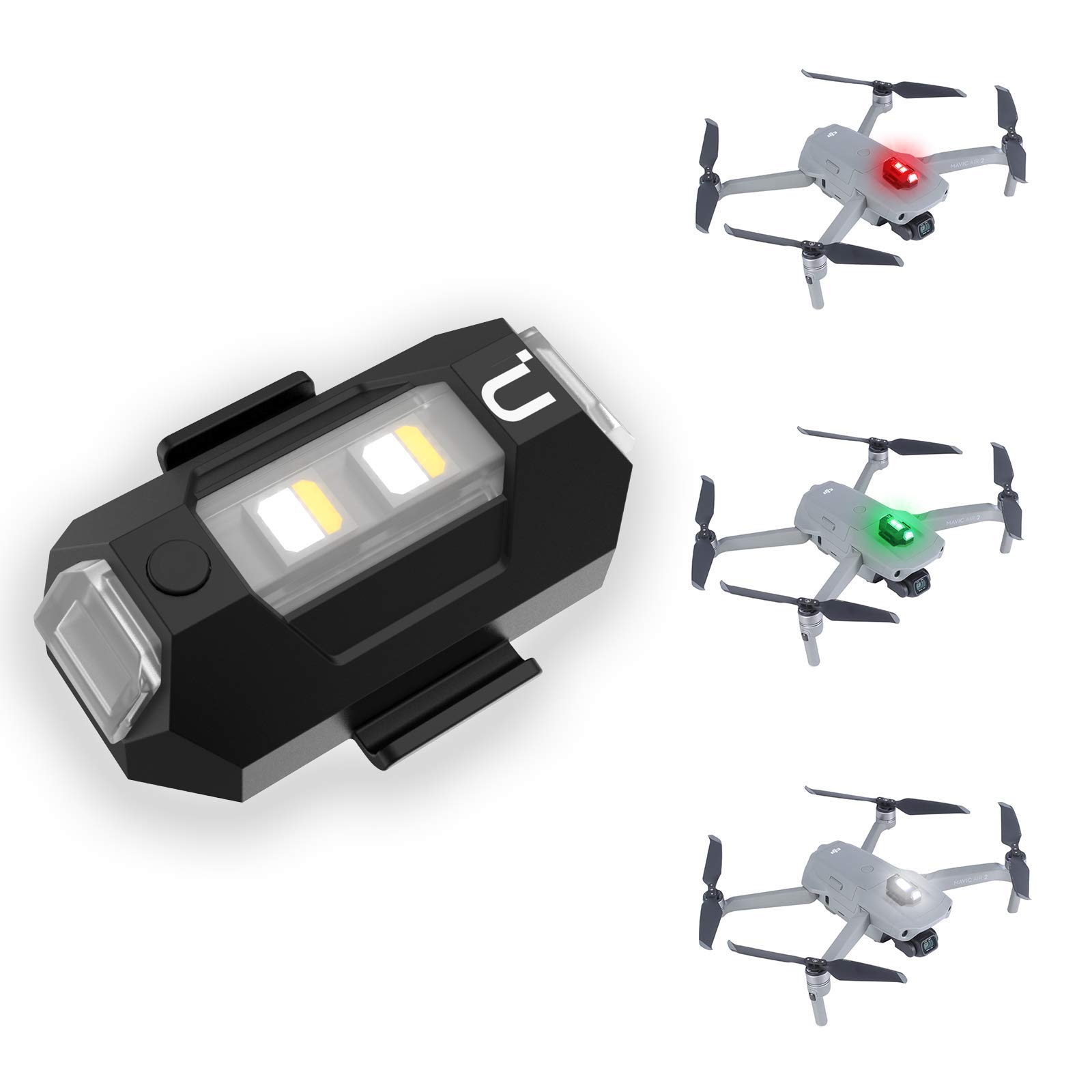 DR-02 Strobe Drone Light - Compatible with DJI Mavic AIR 2 Pro, Inspire 2 Pro & More, 3 Color Adjustable Anti-Collision Light, 3KM Visible, Mini Drone Lamp, 6.5g, USB-C Charging