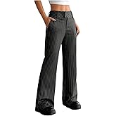 MakeMeChic Women's Pinstripe Pants Straight Leg Work Office Striped Long Trousers