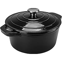 Puricon 5.5 Quart Enameled Cast Iron Dutch Oven, Round Ceramic Enamel Dutch Ovens Pot -Black
