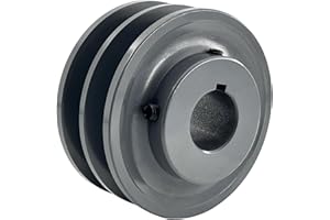 Saelno 2BK40-1-1/8 Double Groove Pulley,v Belt Pulley 1 1/8 inch bore 3.95" OD,Motor Pulley Cast Iron for A AX B BX 4L 5L V-Belts,2BK40X1-1/8 Pulley