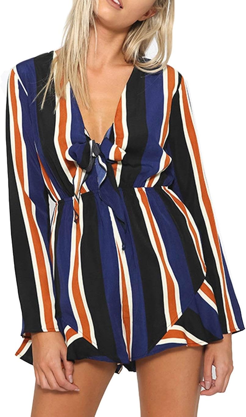 Playsuit Damen Kurz Gestreift Jumpsuit Lässig Elegante Stil Fashion