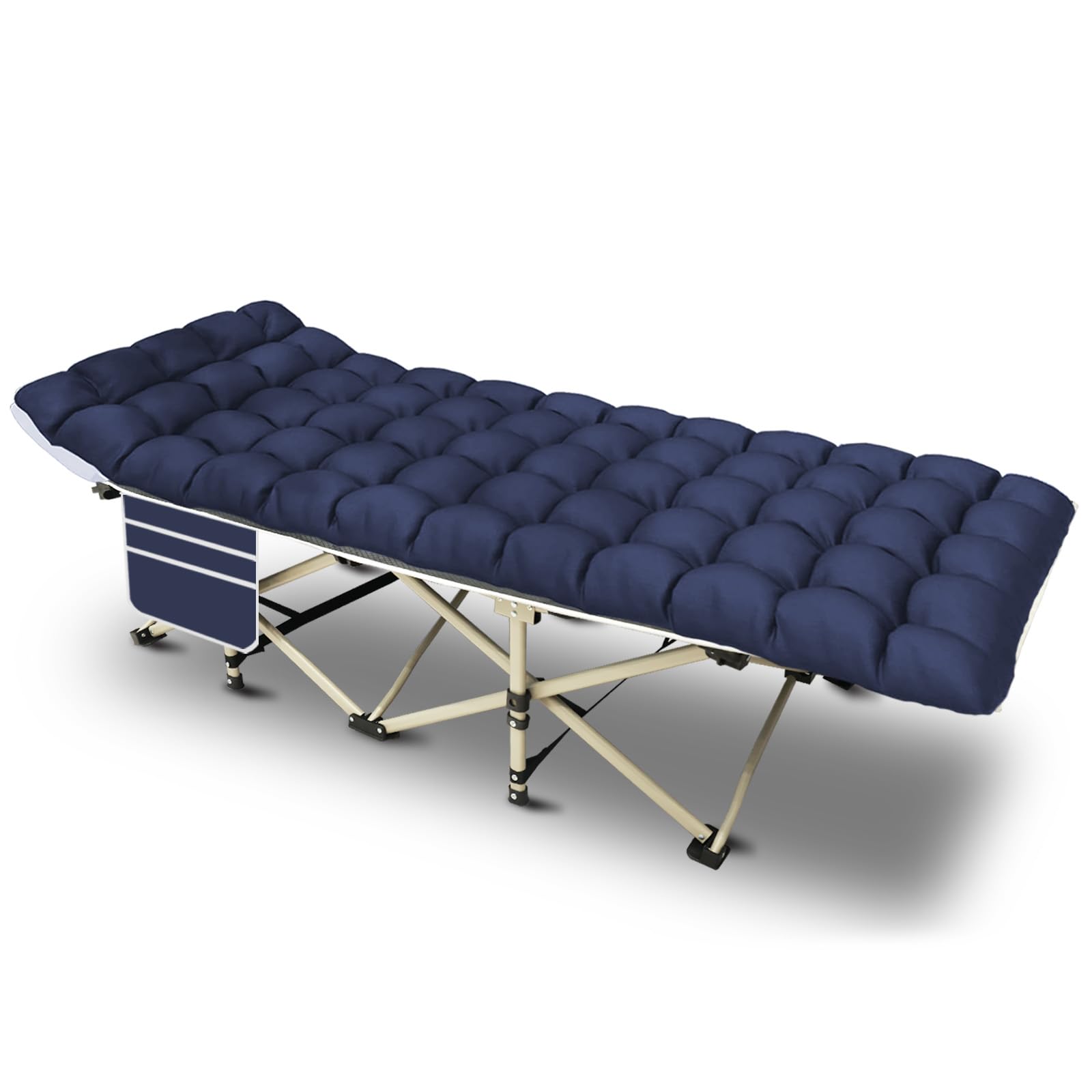 Photo 1 of YELLOW JACKET Camping Cot with Mattress for Adults, Folding Sleeping Cot 600lbs Max Load, Portable Camping Cot with Carry Bag, 28" Wide Cot for Camping, Home,Office,Travel (Blue)