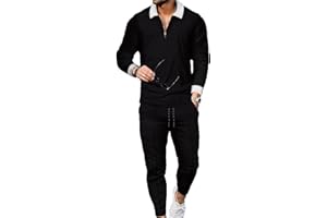 Kubsid Mens Tracksuit Set 2 Piece Long Sleeve Polo Shirt and Pants Jogging Sweatsuits Sets Casual Fashion Vacation Outfits