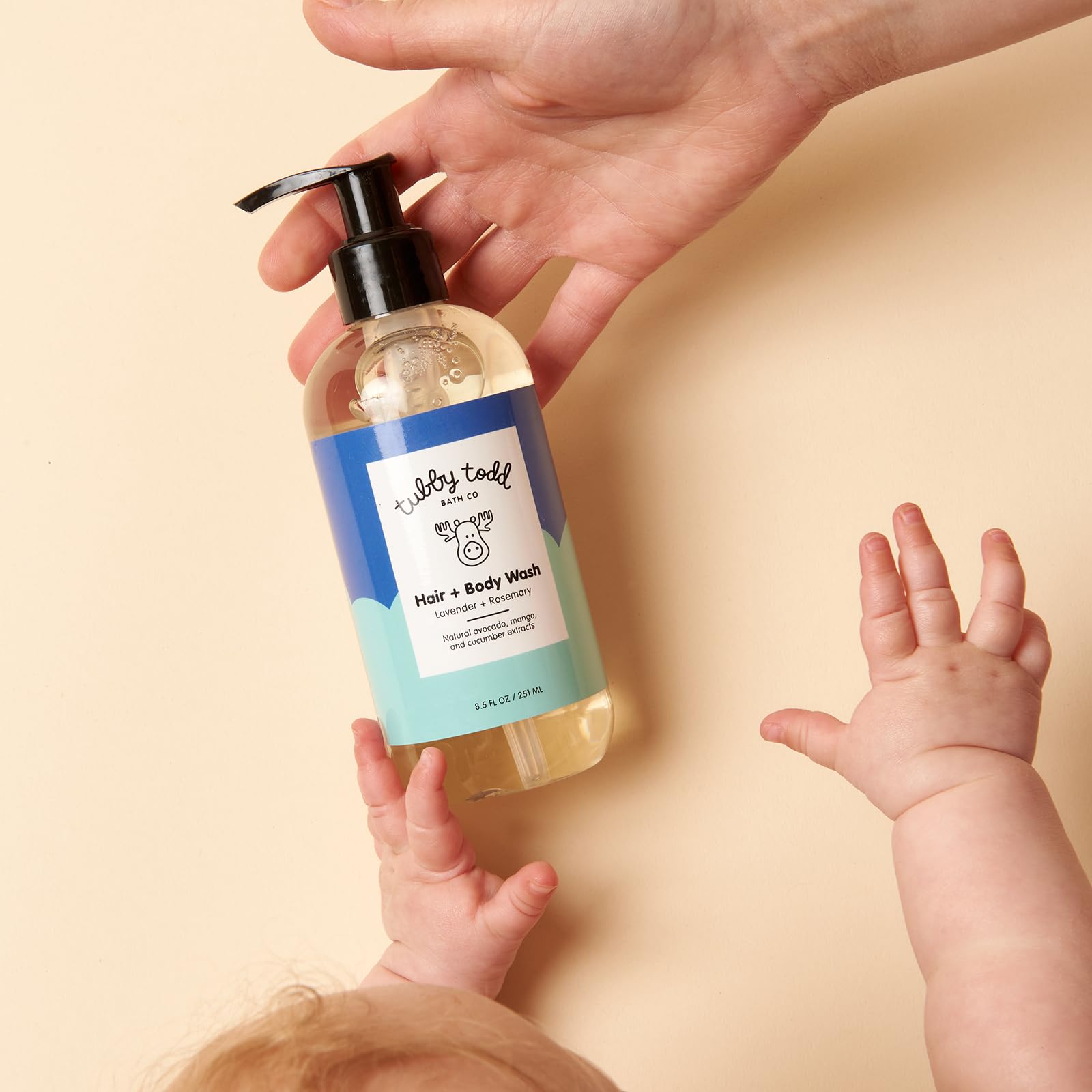 TUBBY TODD New Baby & Mom Sensitive Skincare Kit - The Mama + Baby Gift Set - Baby Shampoo and Body Wash 8.5 Oz, All Over Ointment 2 Oz, Belly Oil 2 Fl Oz & Nipple Balm 1.9 Oz - Fragrance-Free