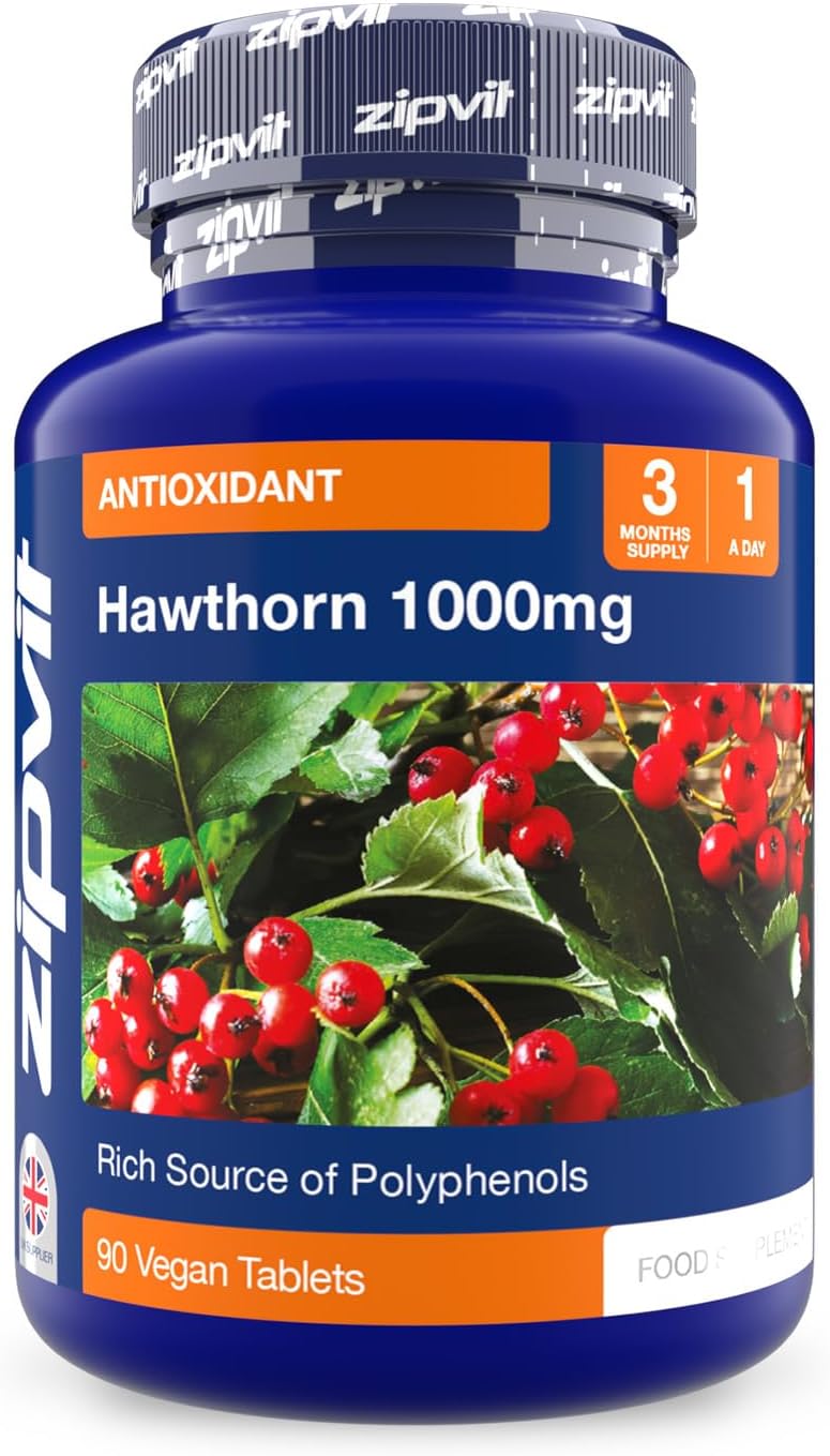 Zipvit Hawthorn Berry Leaf Tablets 1000mg 90 Vegan, 3 Month Supply