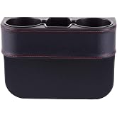 IOKSCTER Cup Holder for Car, Car Seat Gap Organizer, PU Leather, XBD Black | Console Side Pocket, Cup Drink Holders, Easy Install, Universal Fits, Car Coin Cellphone Holder, Auto Front Seat Cup Holder