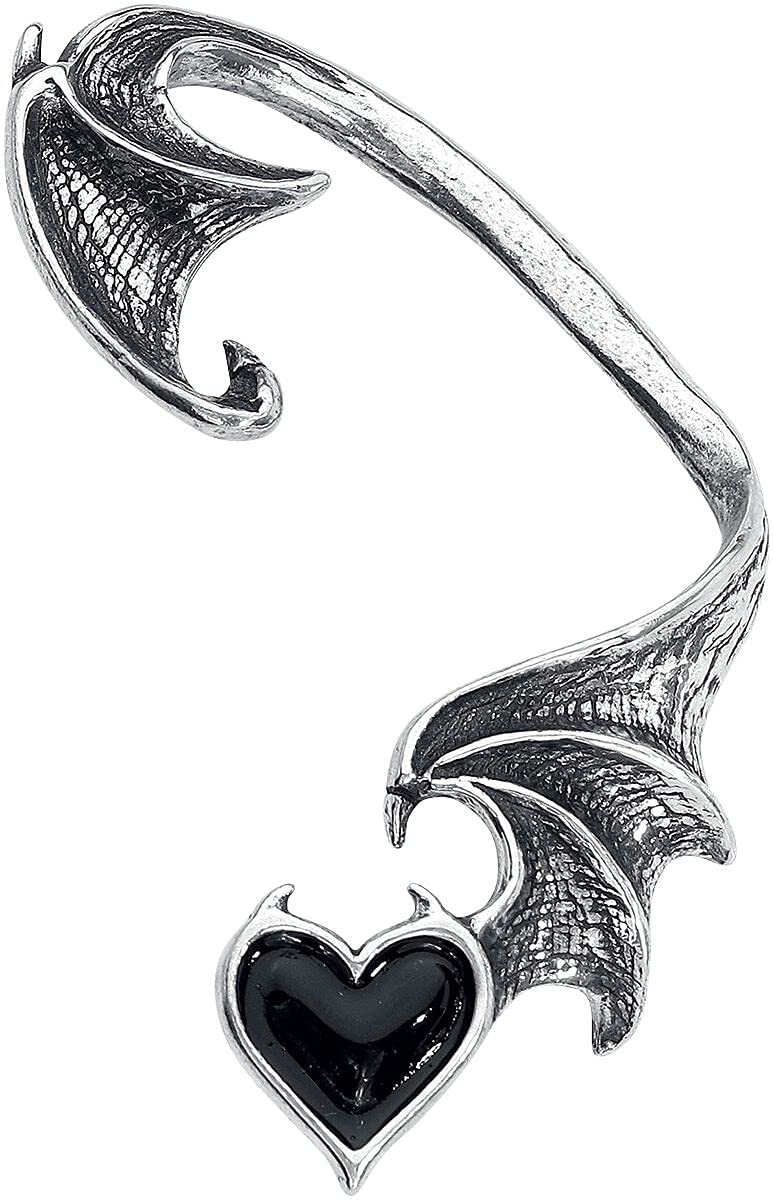 Alchemy Gothic Blacksoul Earwrap Women Ear Stud Silver-Coloured, Pewter,