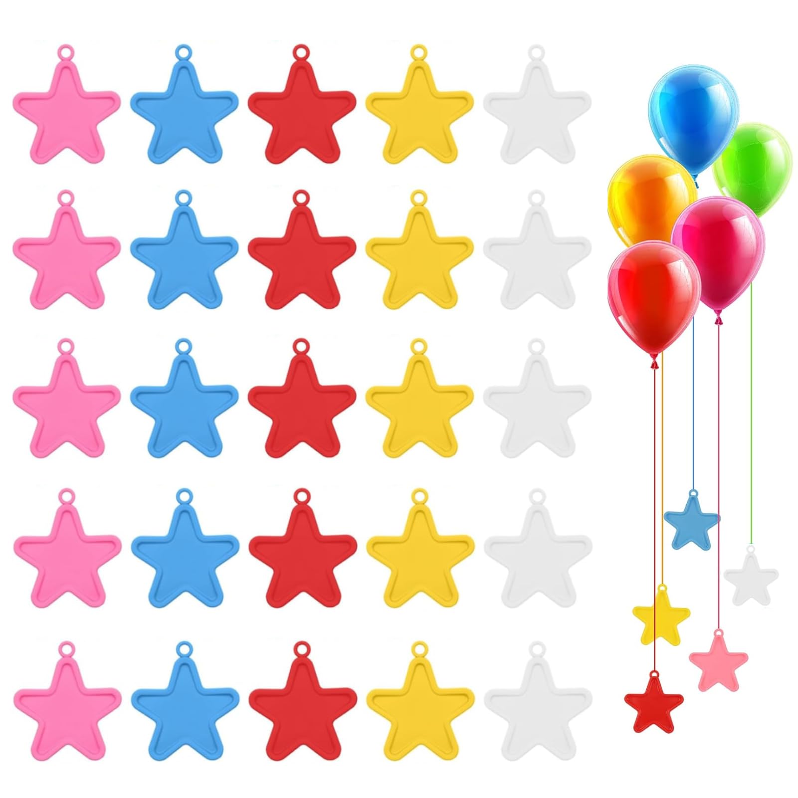 Helium Balloon Weights, 25 Pieces Balloon Weights, Colorful Plastic Balloon Weight for Helium Balloons, Parties, Celebrations Decoration