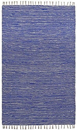 Chenille Flat Weave Rug, 5-Feet by 8-Feet, Blue
