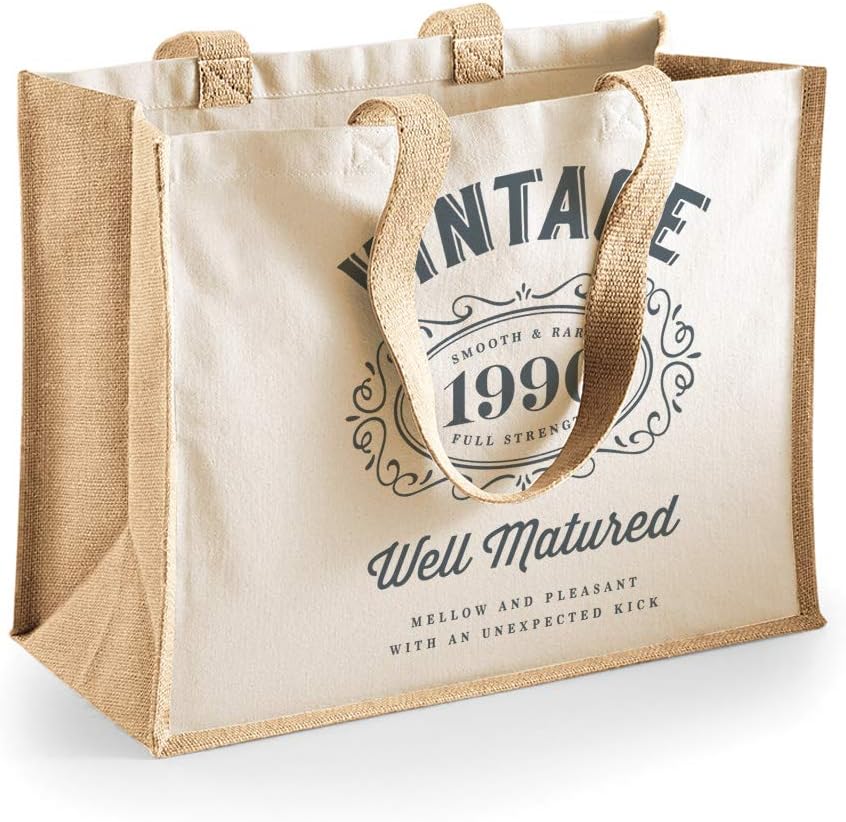 D Design Invent Print! 30th Birthday Gift Bag Present Age 30 Funny Vintage Keepsake for Women Novelty Gift Heavyweight Tote Bag Gift Idea 42 x 33 x 19cm