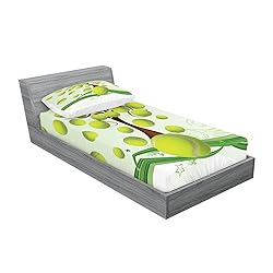 Ambesonne Tennis Fitted Sheet & Pillow Sham