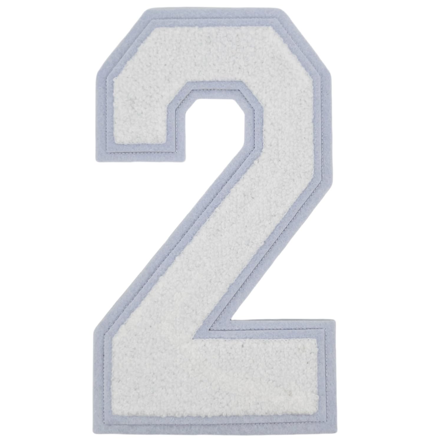 Photo 1 of 1 Pcs 8.0" White Chenille Number Patches, Iron On or Sew On Appliques for Clothing, Jackets, Backpacks Varsity Style Large Number Patches Pair with Varsity Letter Patches (White 2)