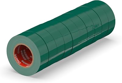 ERKO Green Electrical Insulation Tape 10 Pack 0.6in x 33ft 15mm x 10m PVC