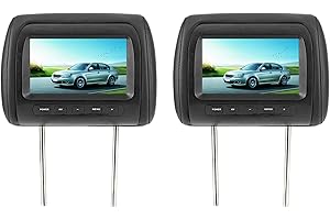 AOWINHIT 2pcs 7 in Control Adjustable Headrest LCD Video Monitor MP5 Display Black for Universal Car HD 800 x 480 RGB Screen with Infrared Transmitter