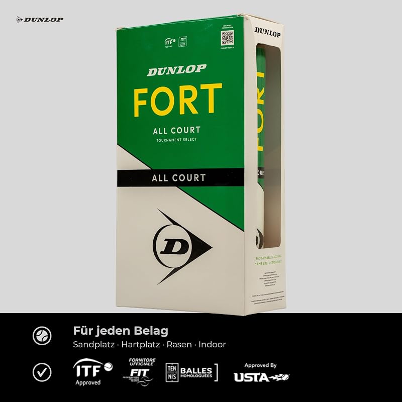 Dunlop Tennisbälle Fort All Court TS, 8 Bälle (2 x 4), Gelb