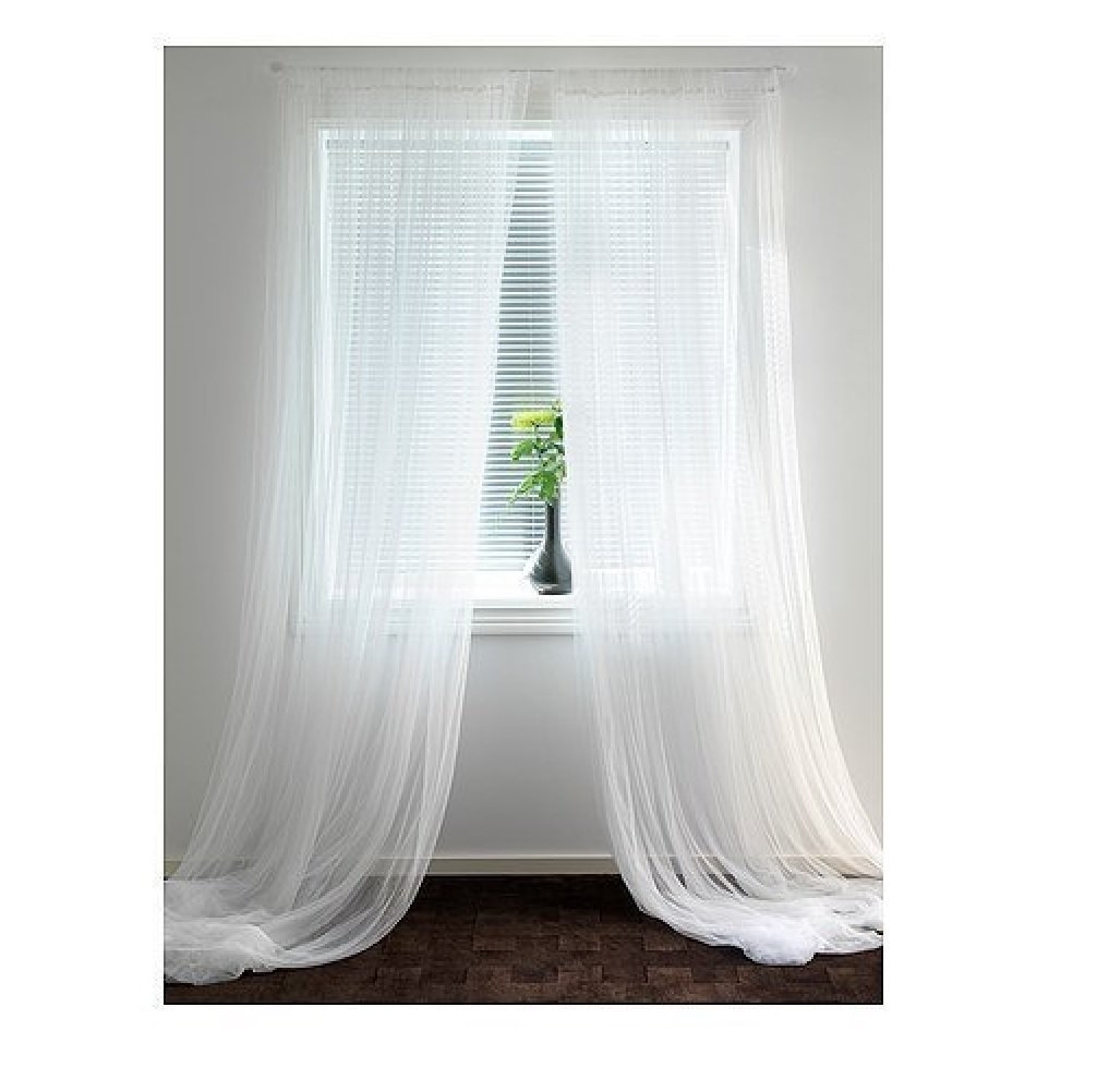 Ikea Lill Sheer Curtains 2 Panels 98 X 110 White New eBay