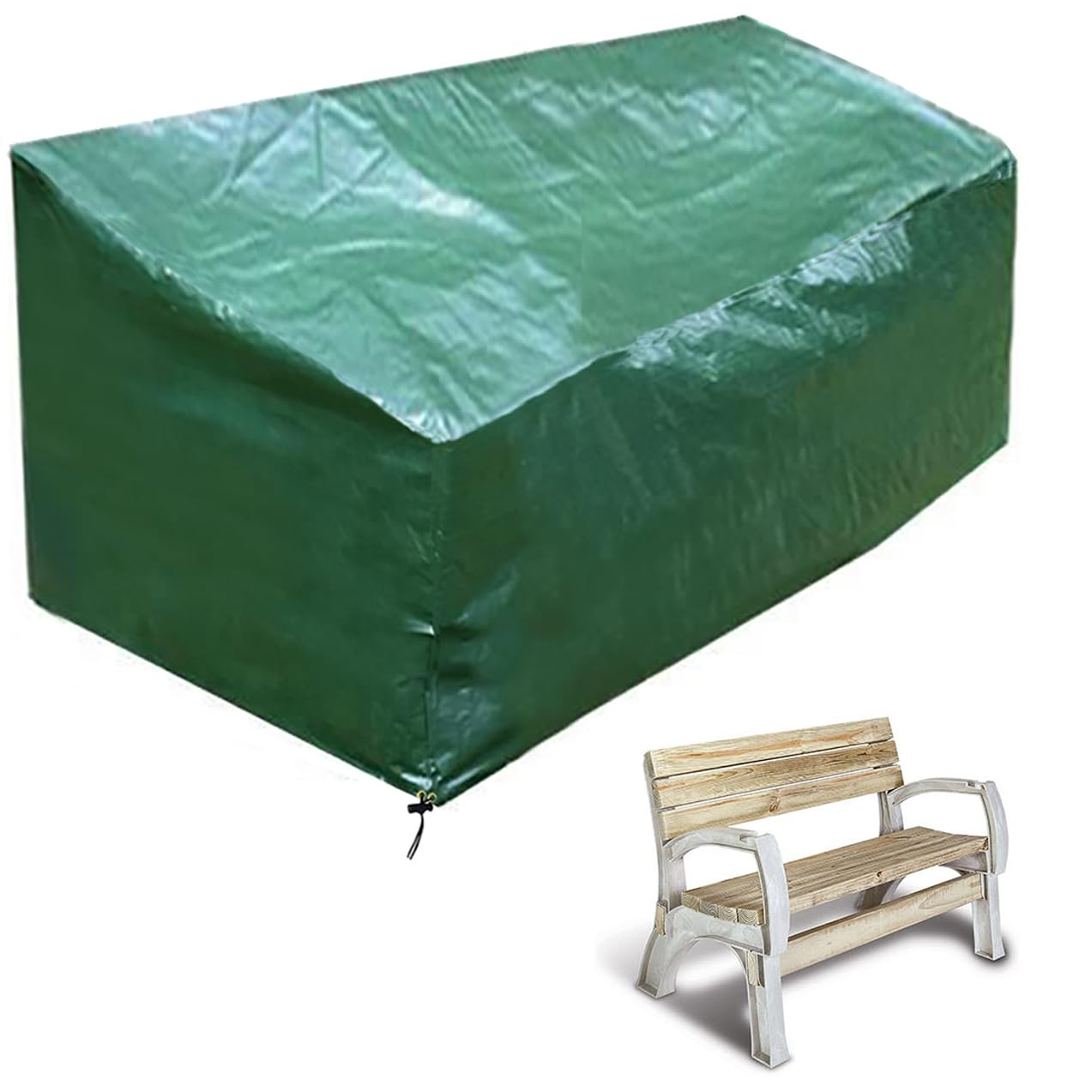 PATIO PLUS 2 Seater Garden Bench Cover for Garden Bench Waterproof Green 134x66x63/89cm