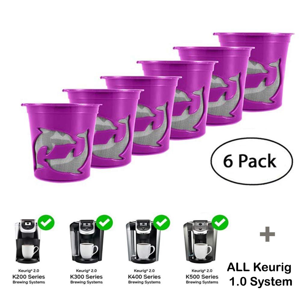 Refillable K-Cups Reuse Coffee Filters for Keurig Brewers - Fits K200, K300, K400, K500 Series and all 1.0 Brewers (Purple,6-Pack)