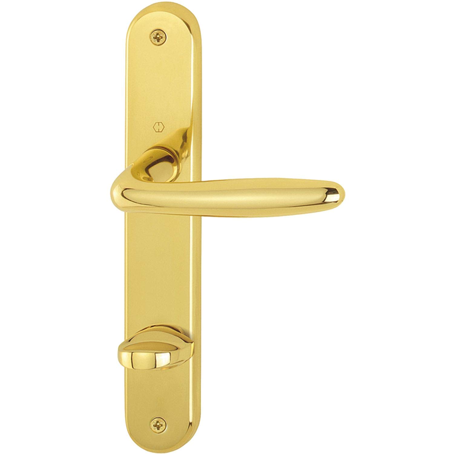 Hoppe Door Handle Set ROISSY on WC 90 Sign, Right, Polished Brass