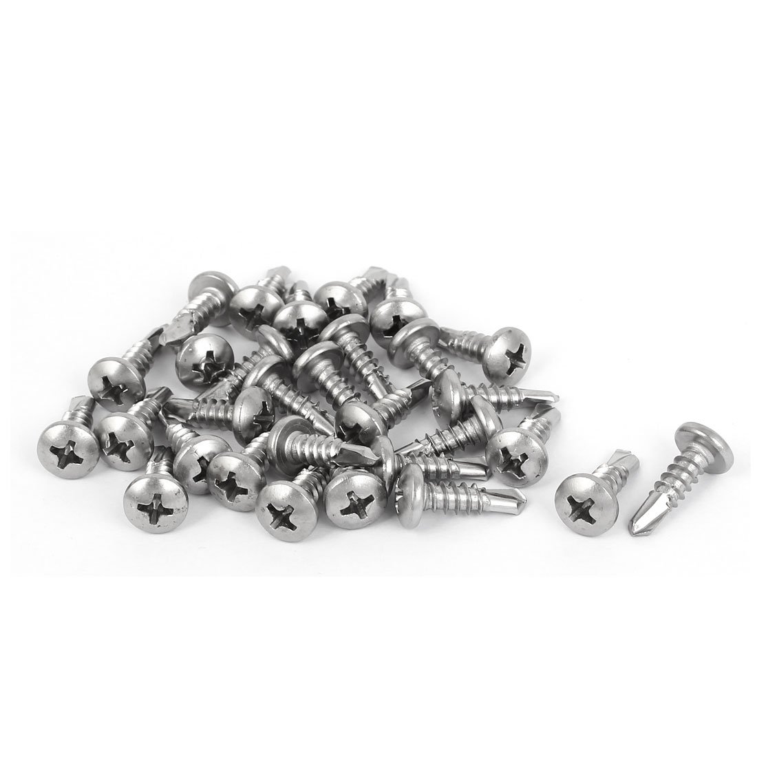 Sourcingmap M4.8x16mm #10 Male Thread Phillips Pan Head Self Tapping Drilling Screws 30 Pcs