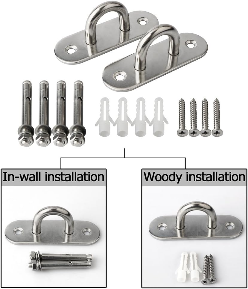 SAYAYO Suspension Ceiling Hooks Heavy Duty Pad Eye Plate for Hanging Plants Pendant Light Hammock Swing Boxing Punch Bag with Expansion Bolts - Image 5