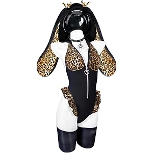 KORURACLUB Leopard Print Lingerie Animal Bodysuit | Women's Exotic Costumes Kawaii Lingerie Animal Style Lingerie Leopard Cos