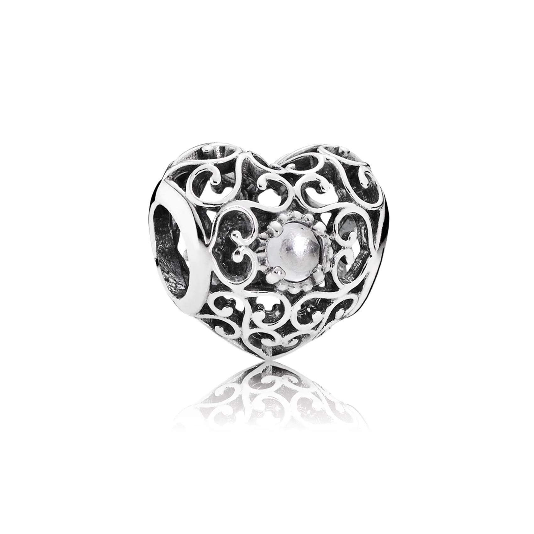 LaMenars Birthstone Heart Charms for Bracelets 925 Sterling Silver Love Openwork Charms for Bracelets & Necklaces Happy Birthday Gifts for Women Girls (April)