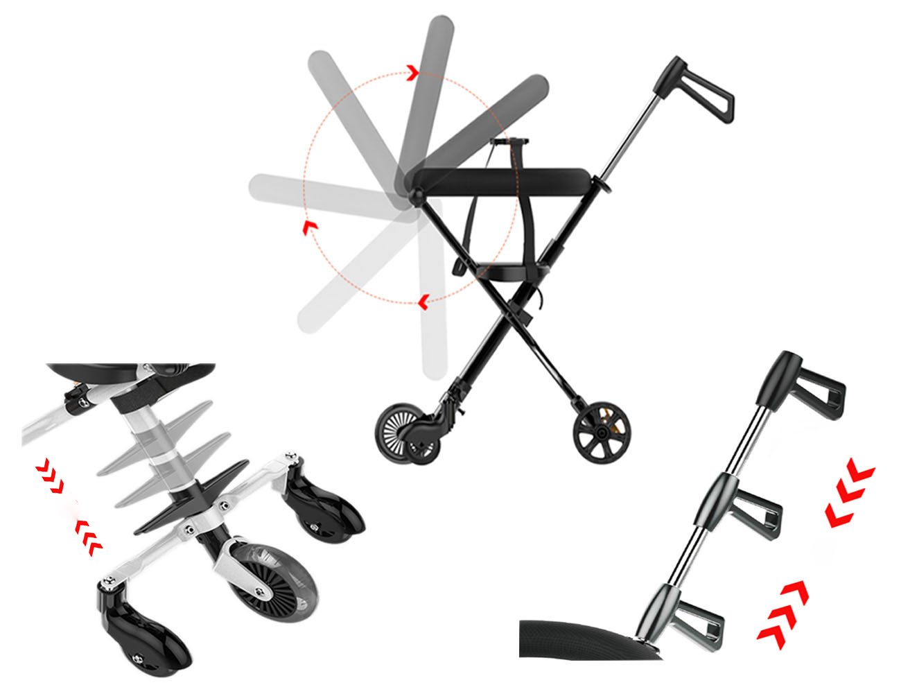 Amazon.com : Walk Diary Foldable Pushchair, Lightweight Portable Travel System Stroller Buggy for 2-8 Years Old, Black : Baby