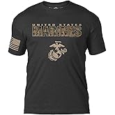 7.62 Design US Marine Corps MARPAT 'Camo Text' Men's T-Shirt Heather Black