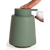 INGOFIN Ceramic Foaming Soap Dispenser -14 oz Foam Hand Soap Dispenser Bathroom Modern Refillable Dish Wash Bottle for Kitchen with Large Pump Matte Green