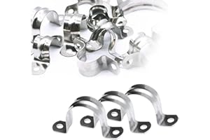 SEUENELF M40 (1 1/2 Inch) Stainless Steel Rigid Pipe Hole Strap,with 2 Holes Cable U Bracket Clamp Hanger，Heavy Duty Rigid Pipe Strap Clamp 30 PCS