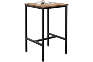 Lutown-Teen Square Bar Table, High Top Table - Industrial Metal Frame for Small Spaces & Narrow Kitchens, 23.6x23.6x36.9 in (LxWxH), Easy Assembly, Mahogany and Black