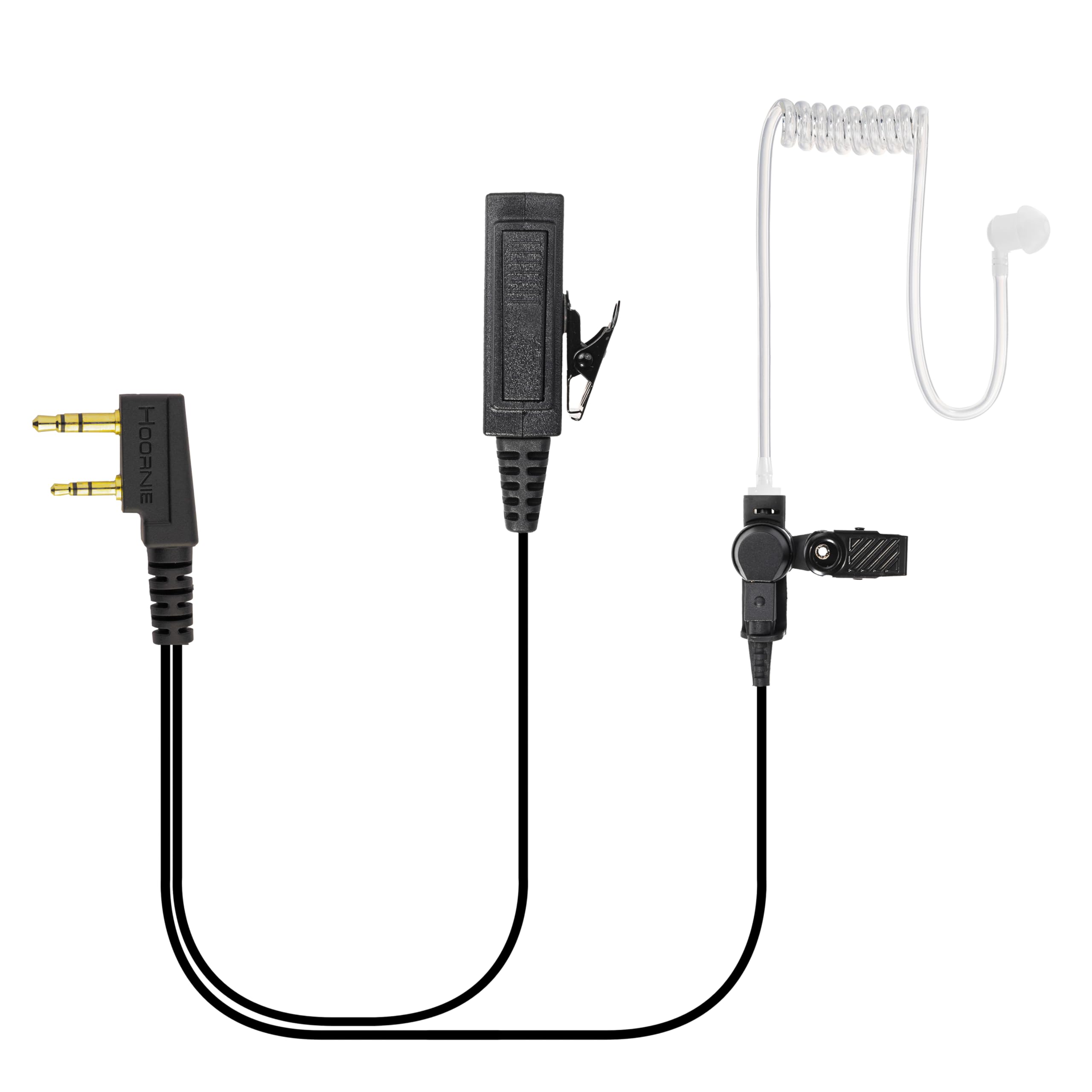 Hoornie Heavy Duty Headset for Radios with Round Lapel Microphone Compatible with TK-3301, TK-3401D, TK-3501, TK-3701D, NX-220, NX-320 and More! Gold-Plated Plug + 10x Earplugs