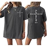 Jesus Loves You Shirt Women Jesus Oversized Tshirt Christian Graphic Faith Sayings Loose Casual Tees Tops