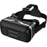 TECKNET VR Headset for Phone, Virtual Reality Headsets with HD 110&deg;FOV Anti-Blue Light Lenses &amp; Adjustable Gears, 3D VR Headset for Kids Compatible iPhone Samsung Android 4.7-7.2" - Black