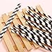 Webake Biodegradable Bulk 144 Halloween Black and White Striped Drinking Straws, Eco Friendly Alternative to Plastic Straws for Party, Cake Pop Sticks