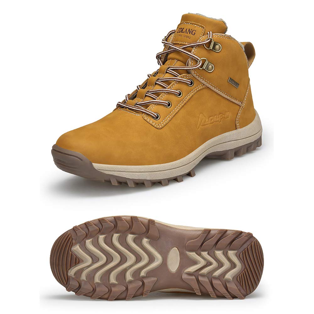 Wonvatu Men’s Winter Snow Boots Waterproof Fur Lined Hiking Boots Non-Slip Outdoor Winter Shoes