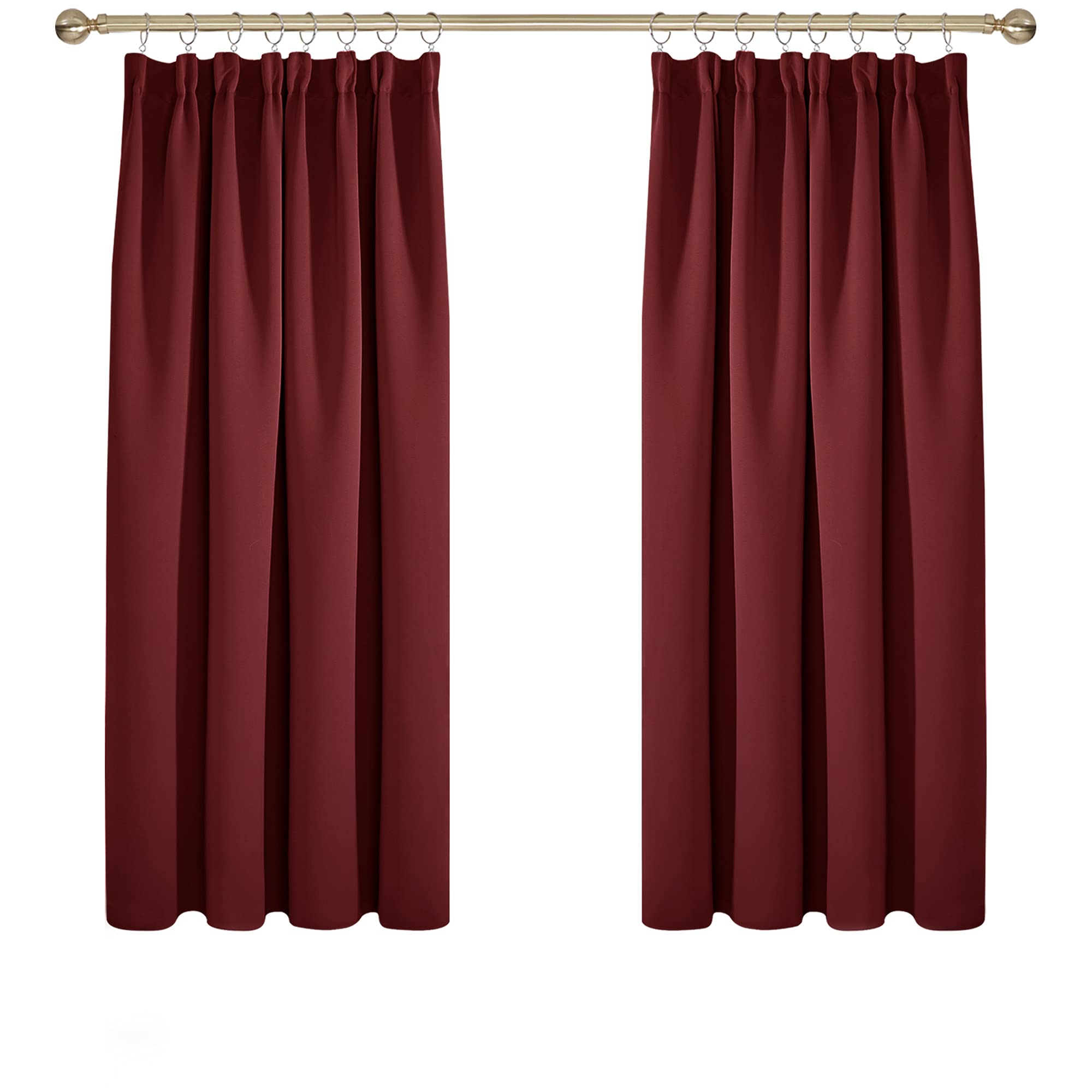 Deconovo Blackout Curtains Super Soft Thermal Insulated Energy Saving Pencil Pleat Blackout Curtains for Bedroom 52x54 Inch Red 2 Panels