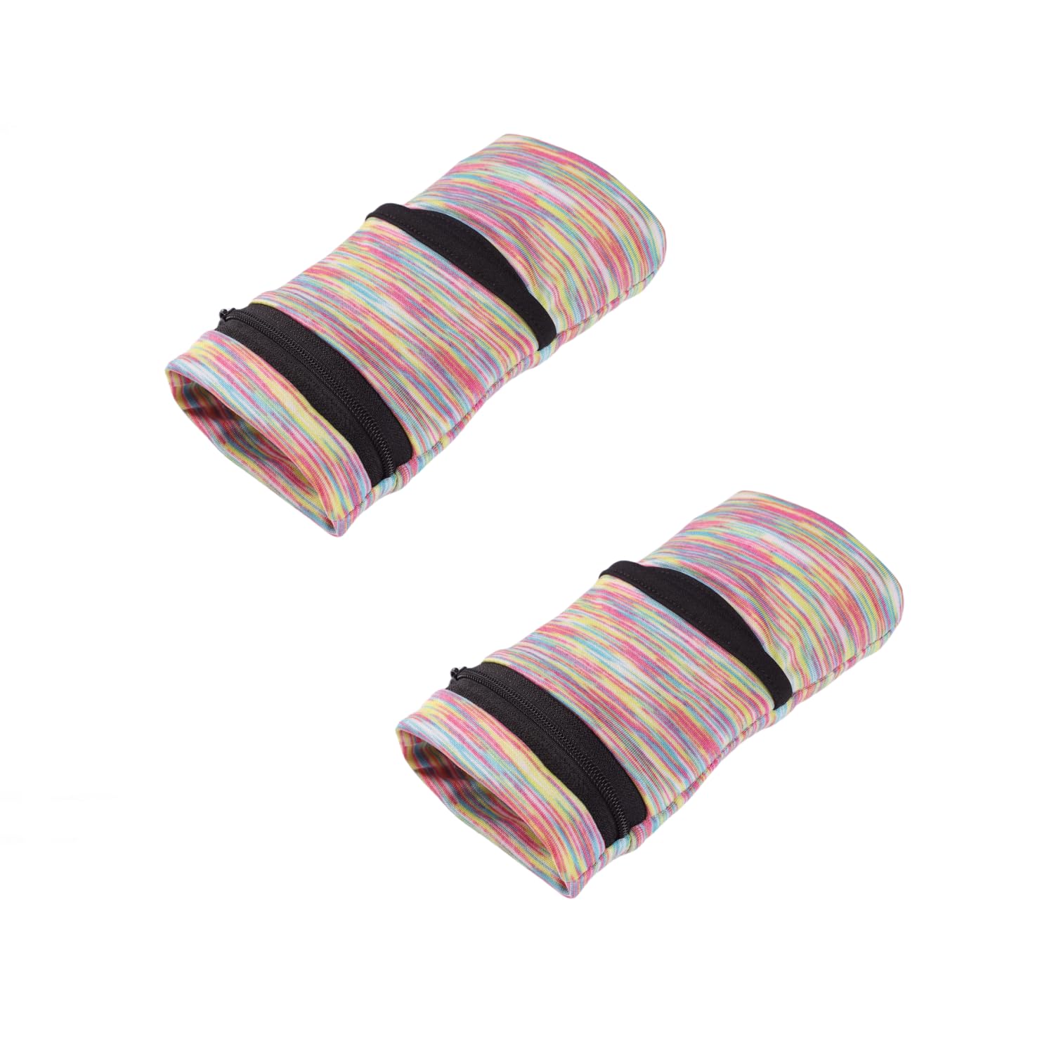 Wrist Pouch, Pocket Wallet with Zippered for Running, Walking, Hiking, Cycling, Yoga and More (S, Rainbow+Rainbow)