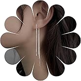 Erimberate Bohemian Crystal Ear Jacket Earrings Gold Cz Tennis Chain Dangle Earrings Long Sleek Chain Drop Earrings Rhinestone Snake Bone Chain Earrings Jewelry for Women Gifts