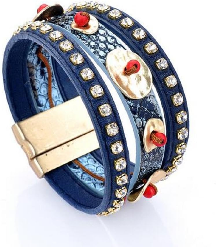 Yuriao Jewelry Fashion Vintage Tribal Wide Leather Bracelet