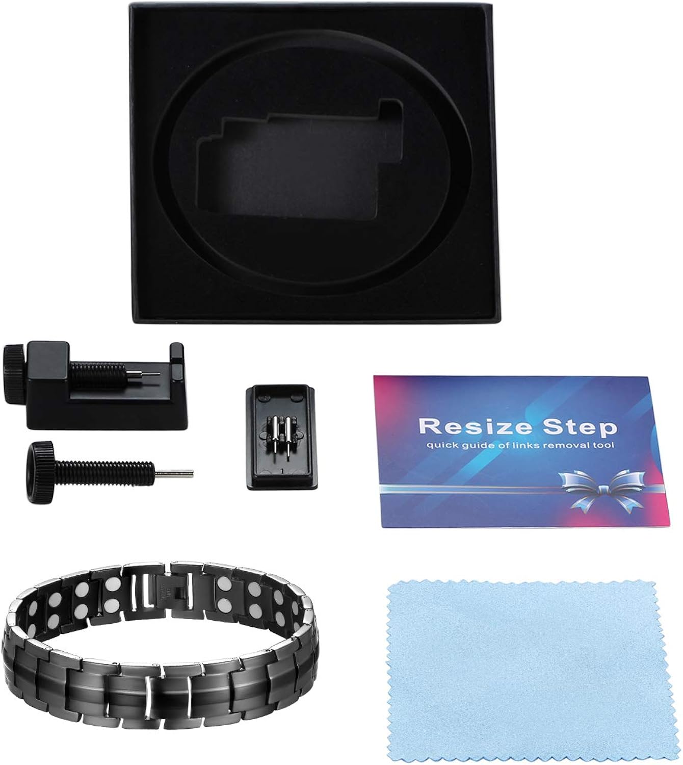 Wincone Magnetic Bracelet For Mens Elegant Gray Stainless Steel Ultra Strength Double Row 44 Pcs 3500 Gauss Magnetic Therapy Bracelets Pain Relief for Arthritis & Carpal Tunnel, with Removal Tool: Jewelry