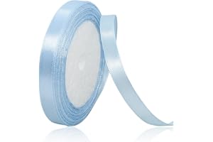 HLOMVE Solid Color Light Blue Satin Ribbon, 3/8 Inches x 25 Yards Fabric Satin Ribbon for Gift Wrapping, Crafts, Hair Bows Making, Wreath, Wedding Party Decoration and Other Sewing Projects