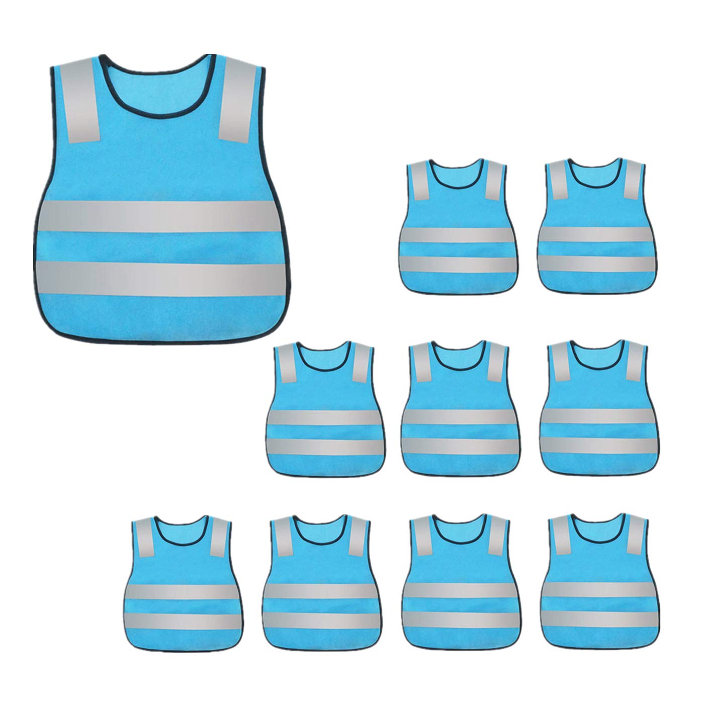 AIEOE 10 Pieces Kids Reflective Safety Vest Breathable Safety Vest Sport Running Hiking Reflective Vest